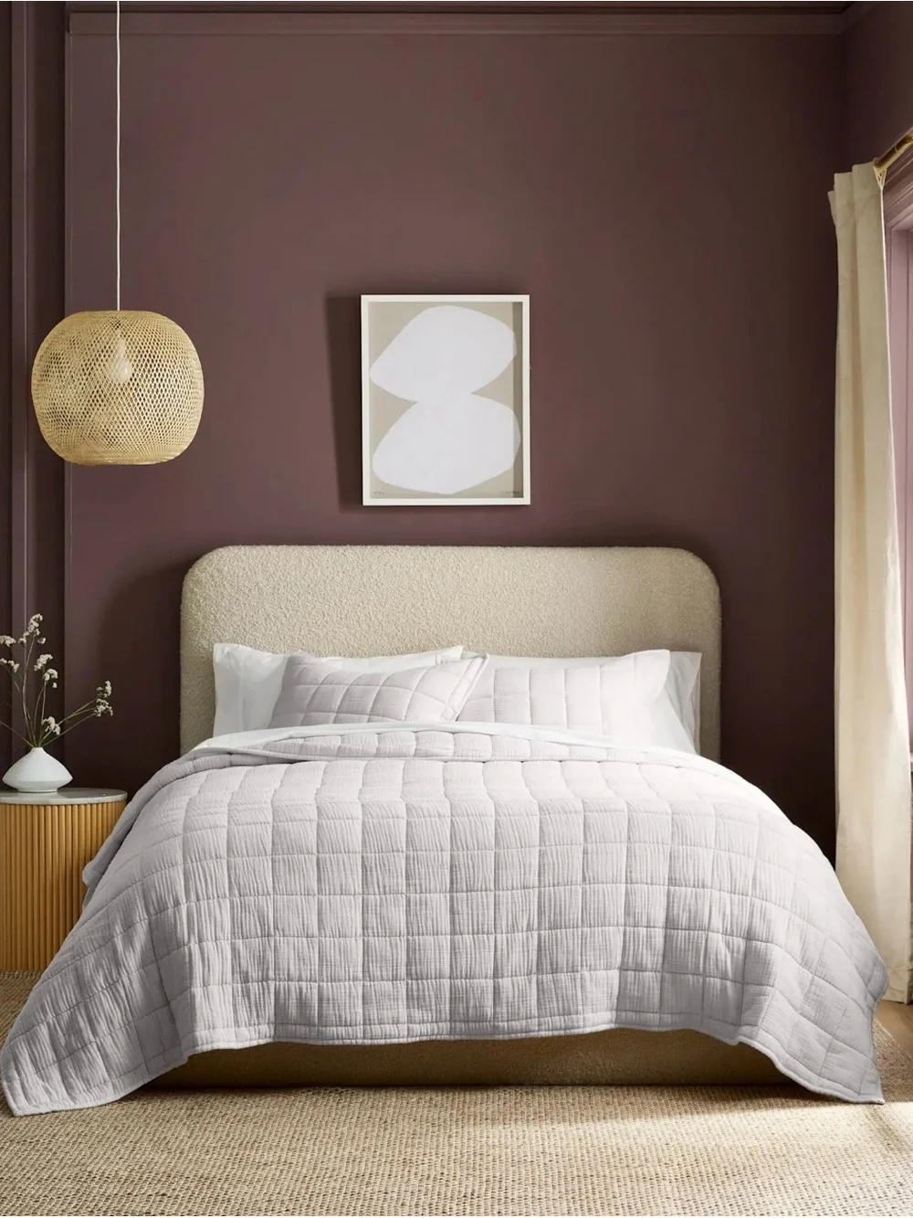 Quince Organic Cotton Gauze Box Quilt Color: Light Gray King/Cal King
